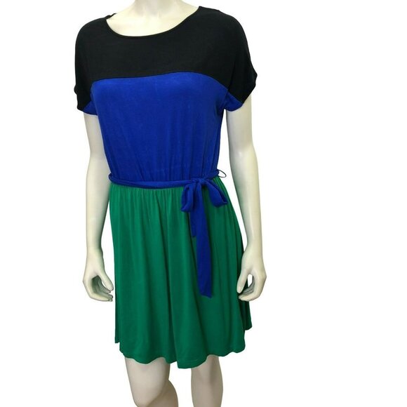 KENSIE KNIT CASUAL COLOR BLOCK DRESS SIZE MD - Picture 2 of 6